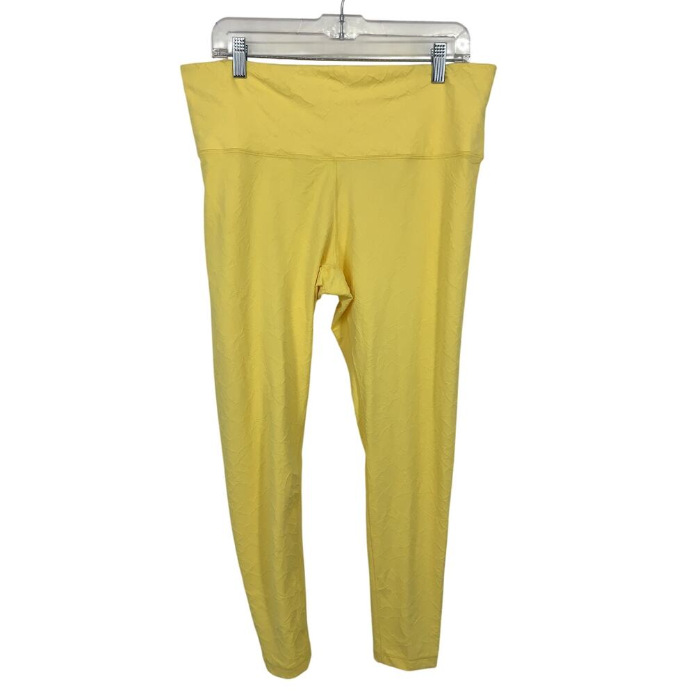 CALIA Essentials Jacquard High-Rise Leggings Womens XXL Yellow Raised Floral
